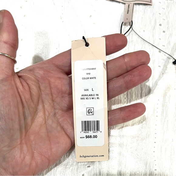 NWT BCBG Generation Sleeveless White Crop Top Blouse W Ruffle And Tie, Sz Large - Picture 14 of 14